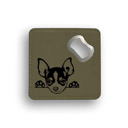 Chihuahua Peeking Bottle Opener Coaster