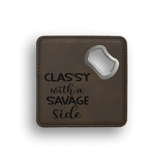 Classy Savage Bottle Opener Coaster