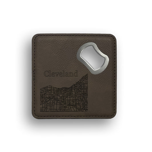 Cleveland Map Bottle Opener Coaster