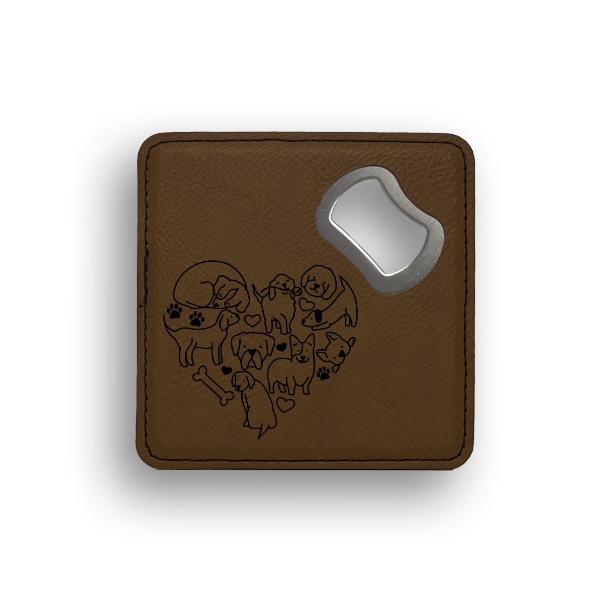 Dog Doodle Heart Bottle Opener Coaster