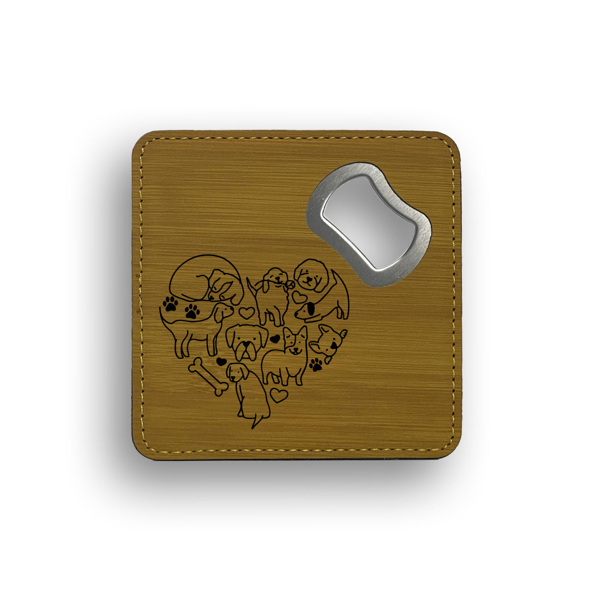 Dog Doodle Heart Bottle Opener Coaster