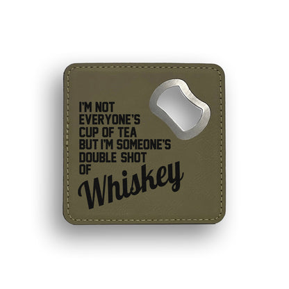 Double Shot Whiskey Bottle Opener Coaster