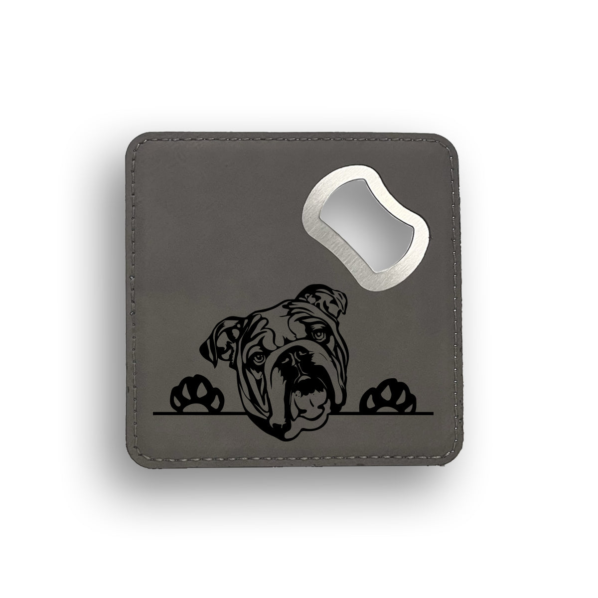 English Bulldog Peeking Bottle Opener Coaster