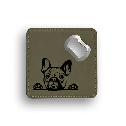 French Bulldog Peeking Bottle Opener Coaster