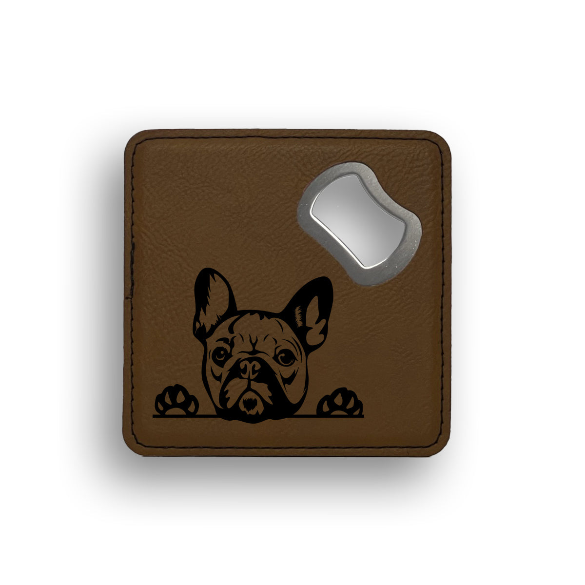 French Bulldog Peeking Bottle Opener Coaster Wicked Se