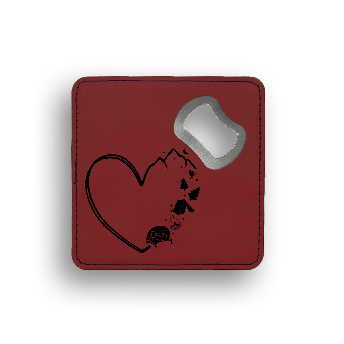 Heart Camping 1 Bottle Opener Coaster