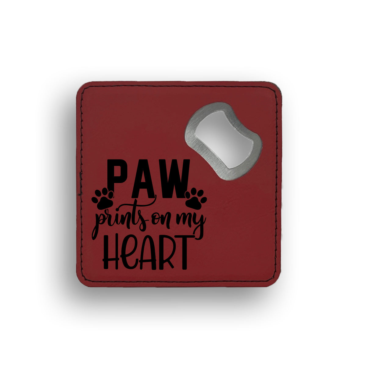 Paw Print Heart 2 Bottle Opener Coaster