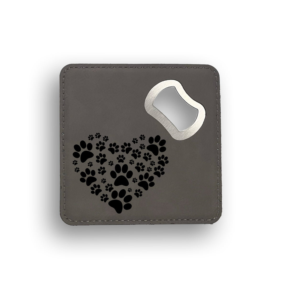 Paw Print Heart Bottle Opener Coaster
