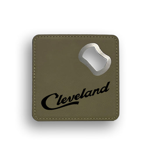 Script Cleveland Bottle Opener Coaster
