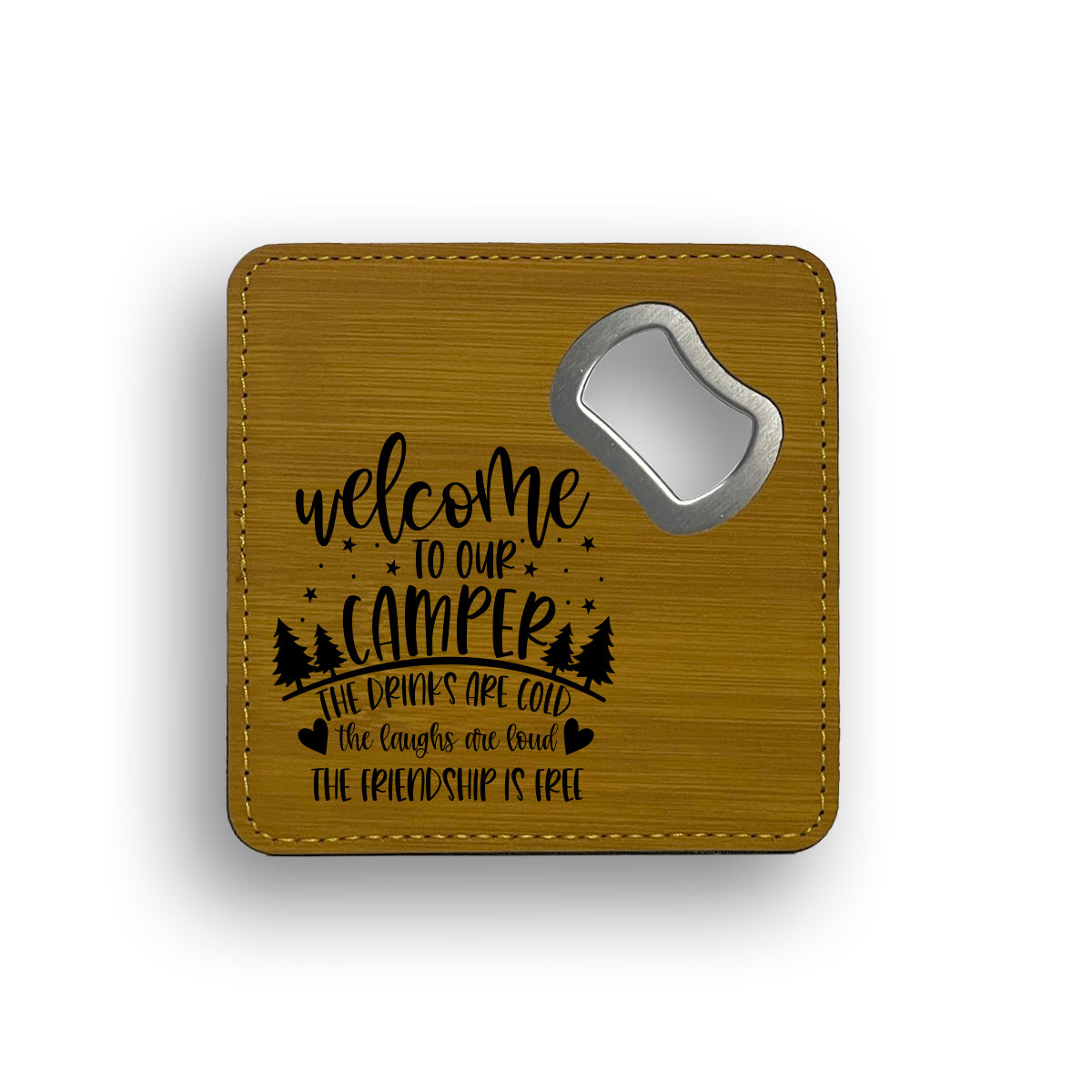 Welcome To Our Camper Bottle Opener Coaster